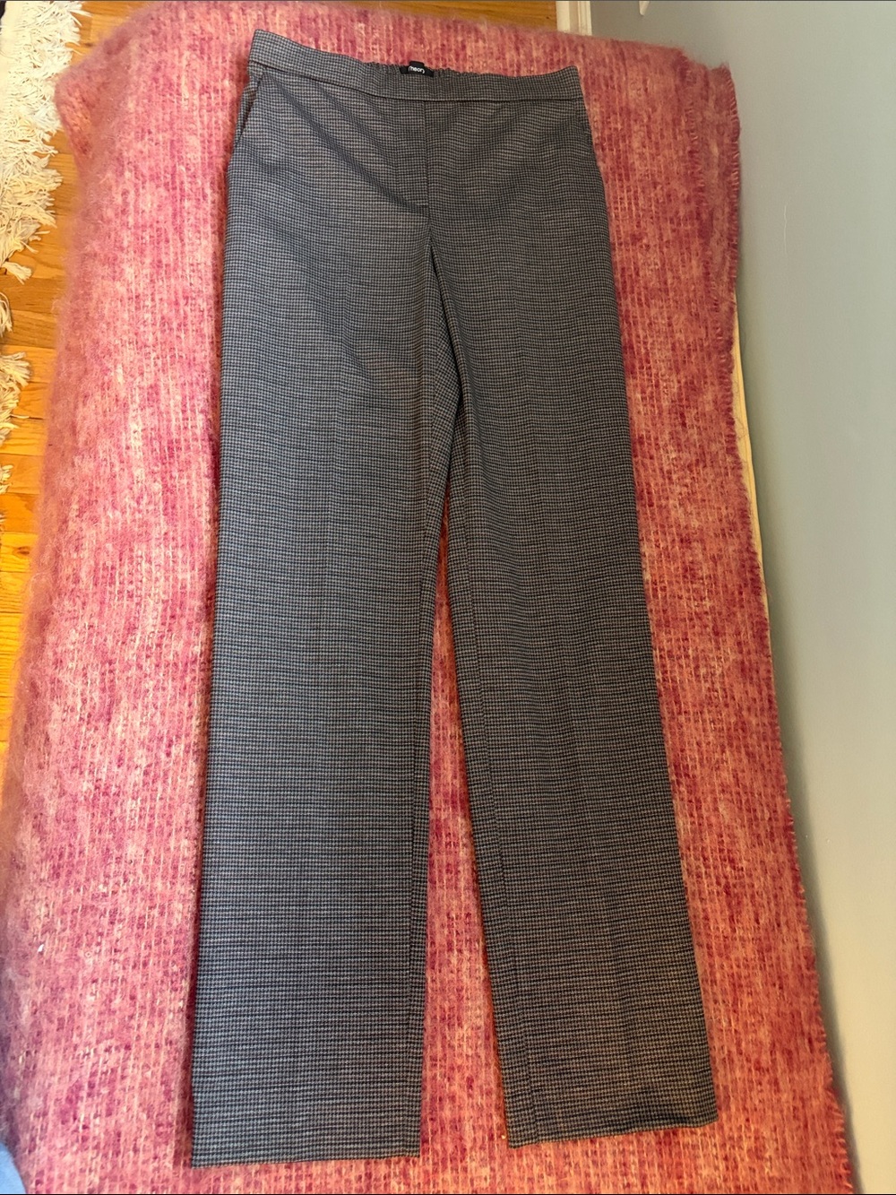 Theory Navy/Gray/Maroon Micro-Check Waistband Dress Pants